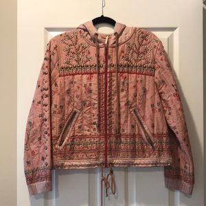 Free People Quilted / Embellished Floral Hoodie